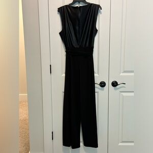 DKNY Mixed-Media Tie-Waist Jumpsuit